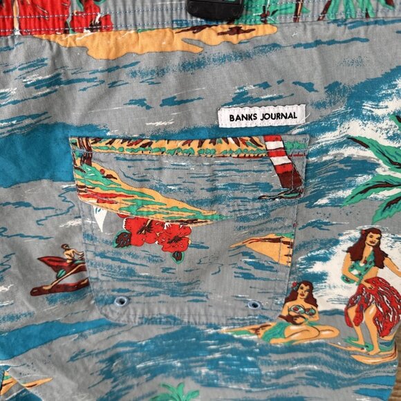 Banks Journal Mens Sz 38 Blue Board 5" Shorts Surf Short Trunks - Picture 8 of 9